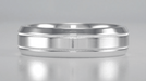 Mid Century Modern Men's Double Milgrain Center Wedding Band in White Gold - 6mm Wide - 10K, 14K or 18K