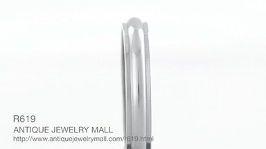 Mid Century Retro 3mm Grooved Domed Wedding Band Ring in White Gold - 10K, 14K or 18K - alternate view