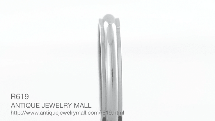 Mid Century Retro 3mm Grooved Domed Wedding Band Ring in White Gold - 10K, 14K or 18K - Item: R619W10 - Image: 2