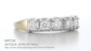 Mid Century Straightline Diamond Wedding Ring in White and Yellow Gold Mixed Metals