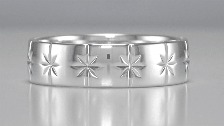 Mid Century Modern 1950's 8 Ray Stars Wedding Ring in Platinum 6mm in Motion - R1131P