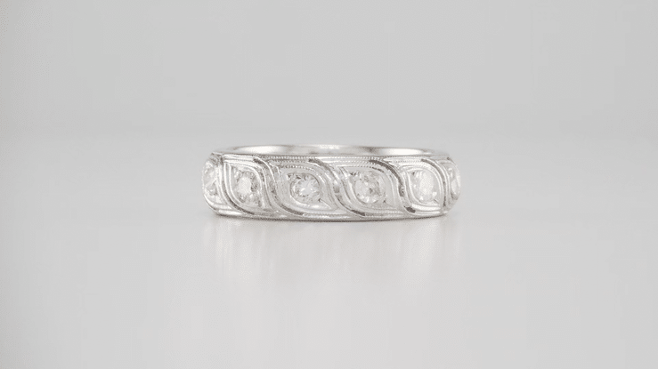 Milldale Retro Platinum Estate Eternity Diamond Wedding Band - Size 6.75 - Item: R1093 - Image: 2