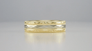 Mixed Metals 1950's Retro Sculptural Kaleidoscope Vintage Style Wide Wedding Band in 14K Yellow and White Gold