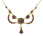 Victorian Bohemian Garnet Teardrop Necklace in Sterling Silver and Yellow Gold Vermeil - 16"