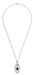Art Deco Filigree Oval Blue Sapphire Pendant Necklace in Sterling Silver