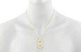 Geometric Art Deco Filigree White Sapphire Necklace Pendant in Yellow Gold Over Solid Sterling Silver