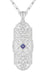 1920's Art Deco Floral Filigree Tanzanite Pendant Necklace in Sterling Silver with Diamonds