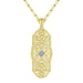 1920's Filigree Art Deco Diamond and Aquamarine Pendant Necklace in Sterling Silver in Yellow Gold Vermeil