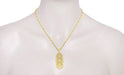 1920's Filigree Art Deco Diamond and Aquamarine Pendant Necklace in Sterling Silver in Yellow Gold Vermeil