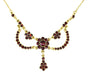 Victorian Bohemian Garnets Teardrop Necklace in Sterling Silver with Yellow Gold Vermeil - 16"