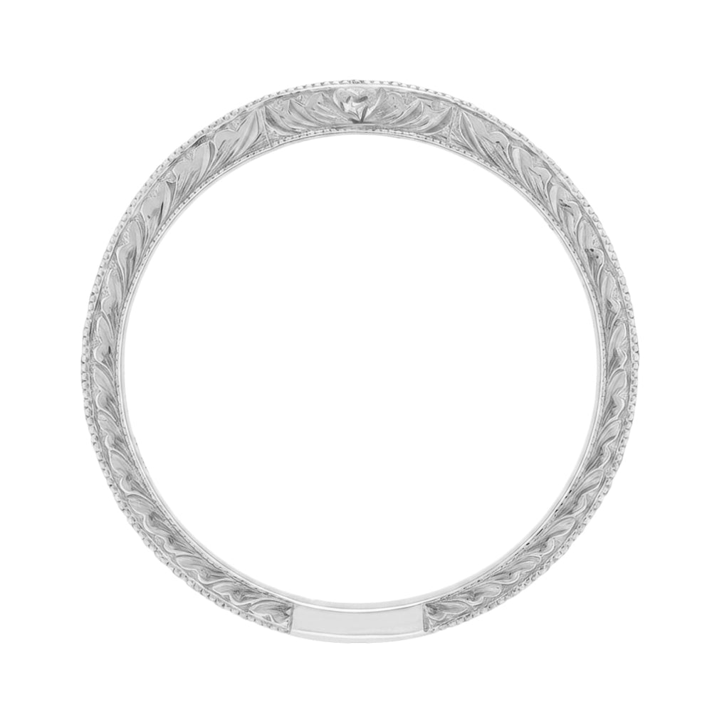 Royal Crown Curved Diamond Wedding Band in White Gold - 14K or 18K - Item: WR460W14K1D-LC - Image: 4