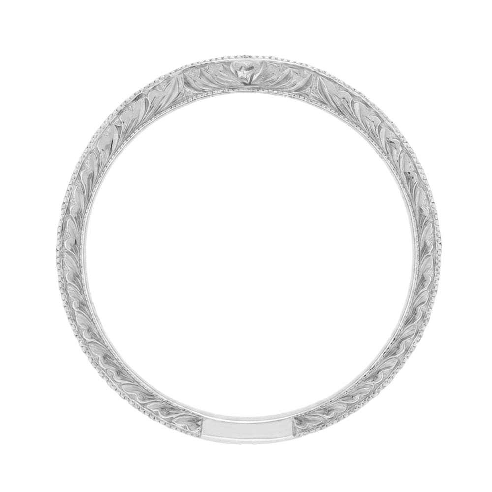 Royal Crown Curved Diamond Wedding Band in White Gold - 14K or 18K - Item: WR460W14K1D-LC - Image: 4