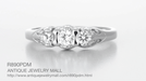 Palladium Art Deco Antique Style Scroll Filigree 3 Diamond Ring