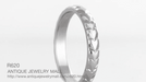 Palm Leaves Carved Wedding Ring in White Gold - 3mm Wide