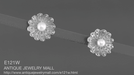 Pearl Stud Victorian Sunflower Earrings in 14K White Gold