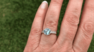 Platinum 1 Carat Aquamarine Royal Crown Antique Style Engraved Engagement Ring