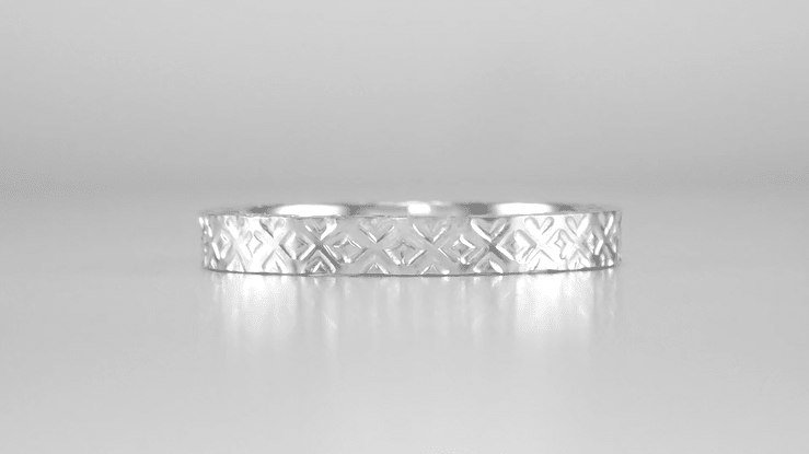 Platinum 1950's Mid Century Modern Antique Style Sculptural Wedding Band - Item: R623P - Image: 5