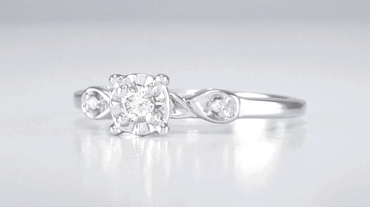 Platinum 1950's Retro Moderne Petite Diamond Engagement Ring - Item: R380P-LC - Image: 3