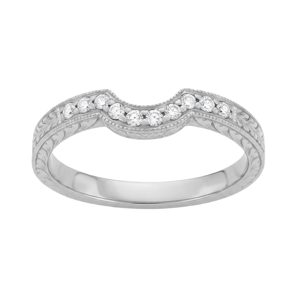 Royal Crown Contoured Platinum and Diamond Companion Wedding Band - Item: WR460PD-LC - Image: 3