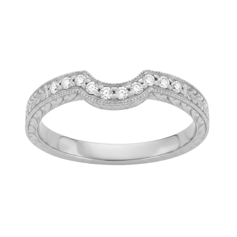 Royal Crown Contoured Platinum and Diamond Companion Wedding Band - Item: WR460PD-LC - Image: 3