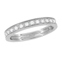 Art Deco Engraved Wheat Eternity Diamond Wedding Band in Platinum