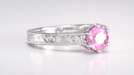 Platinum Scrolls Art Deco Filigree 1 Carat Pink Sapphire Solitaire Crown Engagement Ring