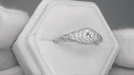 Art Deco Heirloom Engraved Filigree Diamond Engagement Ring in Platinum