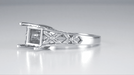 Platinum Art Nouveau Carved Flowers and Leaves Filigree Engagement Ring Mounting for a Round 1.5 to 2 Carat Diamond