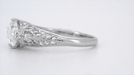 Platinum Edwardian Scroll Filigree East to West 1.30 Carat Oval Diamond Engagement Ring