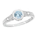 Platinum Low Profile Vintage Aquamarine Engagement Ring with Side Diamonds - Filigree 1930s Design - R298PA