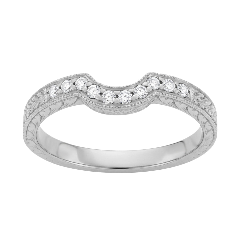 Royal Crown Curved Diamond Wedding Band in Platinum