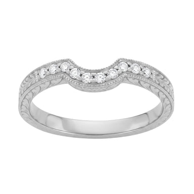 Royal Crown Curved Diamond Wedding Band in Platinum
