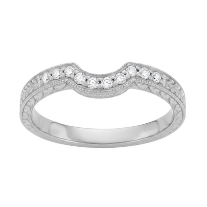 Royal Crown Curved Diamond Wedding Band in Platinum