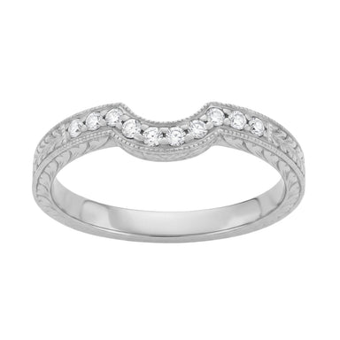 Royal Crown Curved Diamond Wedding Band in Platinum