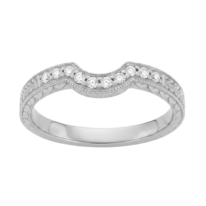 Royal Crown Curved Diamond Wedding Band in Platinum