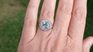 Princess Cut Aquamarine Art Nouveau Ring in 14 Karat White Gold