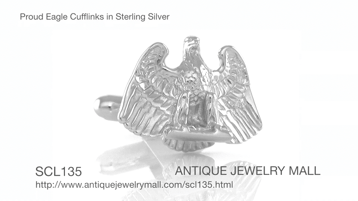 Proud Eagle Cufflinks in Sterling Silver - Item: SCL135 - Image: 6