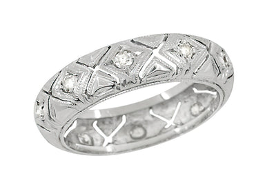 Art Deco Preston Antique Diamond Wedding Band in Platinum - Size 6