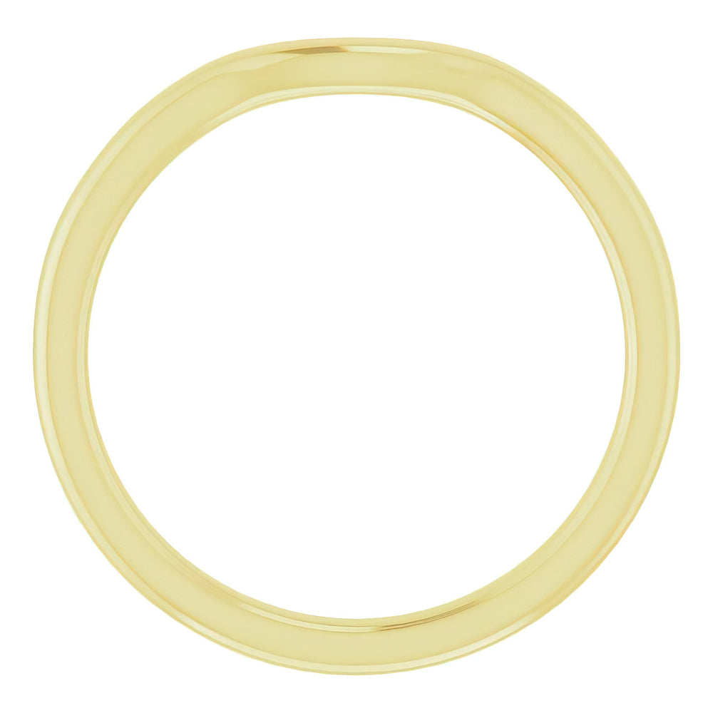 14K Yellow Gold Smooth Curved Half Round Wedding Band - Item: R102YBAND - Image: 3