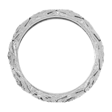 Art Deco Cheshire Filigree Vintage Diamond Wedding Band in Platinum - Size 7 3/4 - alternate view