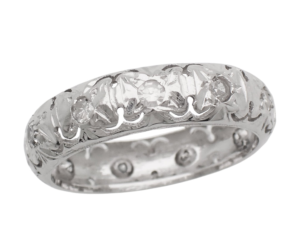 Art Deco Diamond Antique Flanders Wedding Ring in Platinum - Size 5 1/2