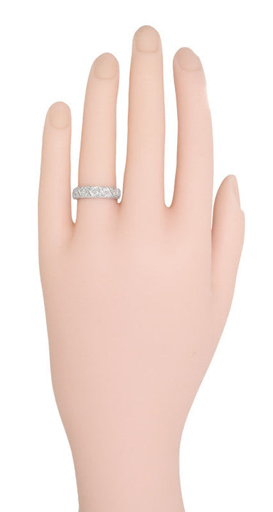 Riverton Antique Engraved Filigree Art Deco Diamond Wedding Band in Platinum - Size 6 3/4 - alternate view