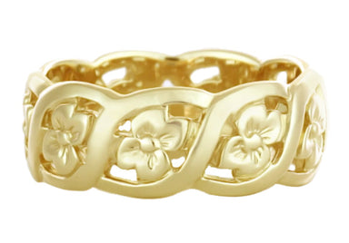 Yellow Gold Mid Century Modern Vintage Wedding Ring - Wide Band 7.4mm - R1114Y