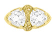 Yellow Gold Art Deco Filigree White Topaz Loving Duo Ring