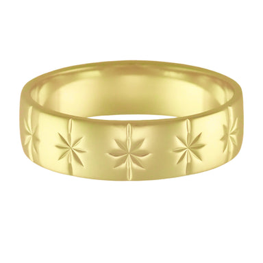 1950's 8 Ray Starburst Mens Antique Style Wedding Band in Yellow Gold - 6mm Wide - alternate view