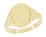 Engraved Scrolls Oval Victorian Signet Ring in Yellow Gold - 10K or 14K