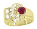 1940’s Retro Moderne Ruby & Diamond Statement Ring in 14 Karat Yellow Gold - Vintage Reissue