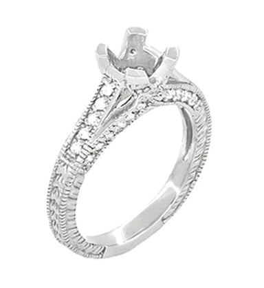 X & O Kisses 1 Carat Diamond Engagement Ring Setting in White Gold for an Asscher or Round Stone - 14K or 18K - alternate view