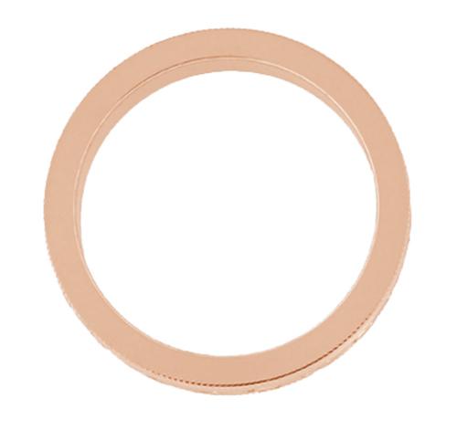 Side of 4mm Wide Carved Flowers and Leaves Millgrain Edged Vintage Rose Gold Wedding Band