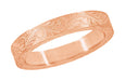 14 Karat Rose Gold 5mm Wide Western Hand Engraved Scrolls & Leaves Vintage Style Wedding Ring